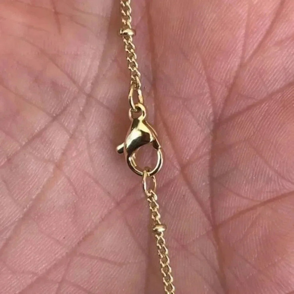 Green Glass Globe Seashell Conch Crystal 14k Gold Plated Station Chain Necklace - Picture 3 of 6